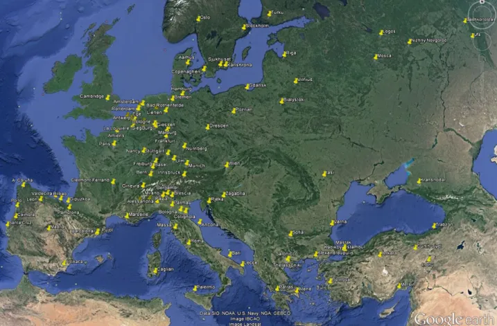 Figure 1: Participating cardiovascular centres across Europe.