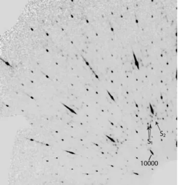 Fig. 1. X-ray diffraction pattern from the zeroth layer of d- d-Al 69.7(4) Co 10.0(4) Ni 20.3(4) 