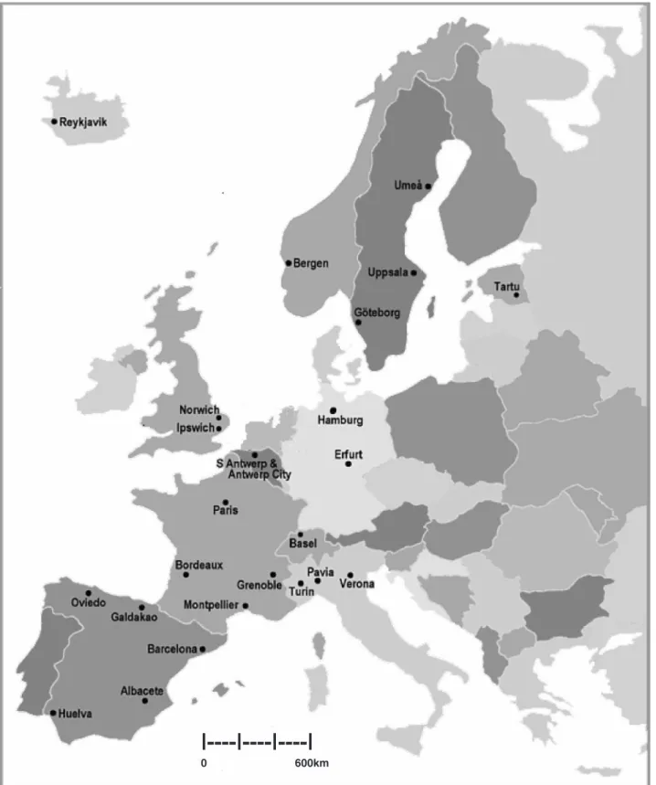 Figure 1 Map of Europe with the centres participating in the European Community Respiratory Health Survey II (ECRHSII).