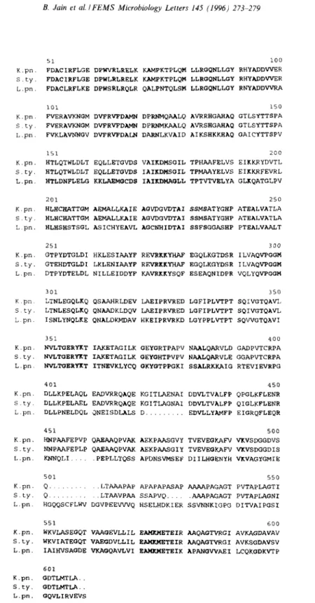 Fig.  3.  Amino  acid  sequence  comparison  of  the  L.  pneumophih  OadA  and  the  oxaloacetate  decarboxylases  of  K