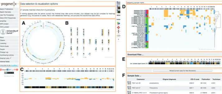 Figure 2. Results page of online statistical analysis tools. In this example, 27 pinealis region tumor samples have been selected