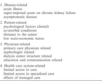 Table 3. Reasons for late referral of patients with chronic kidney disease