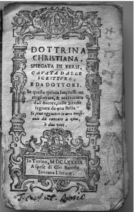 Figure 5 Dottrina christiana spiegata in versi, 1689, title page (Courtesy Biblioteca Patetta – Università degli Studi di Torino – Fondo Patetta)
