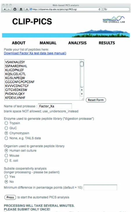 Figure 2 The web-based platform for PICS data analysis.
