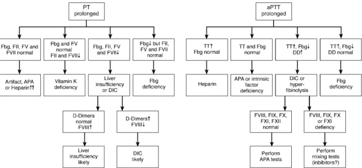 Fig 2 Laboratory evaluation of a prolonged prothrombin time (PT) and activated partial thromboplastin time (aPTT)