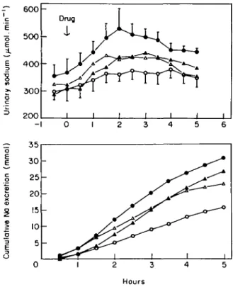 Figure 2 Natriuretic effect of increasing doses of SCH 34826, an inhibitor of atrial natriuretic peptide degradation, in eight healthy salt-loaded volunteers