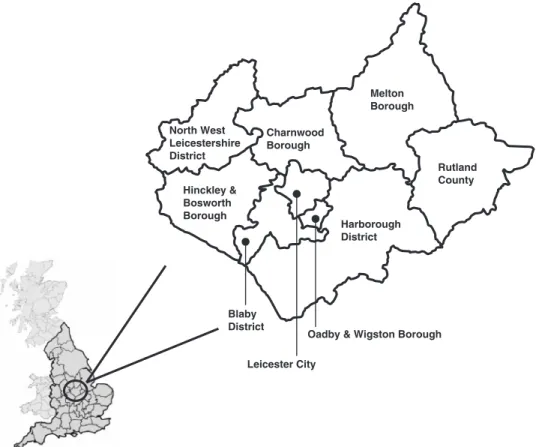 Figure 1 Geographical situation of the counties of Leicestershire and Rutland