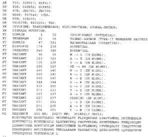 Figure 1. A sample entry from SWISS-PROT.