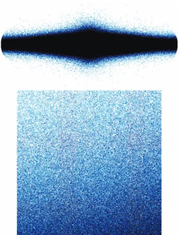 Figure 5. Top panel: full-sky view of the mask; bottom panel: a zoom at coordinate (l, b) = (30 ◦ , 30 ◦ ) showing the distribution of stellar cuts