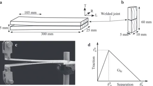 Figure 1 (a) DCB specimen before the gluing of the aluminum blocks. (b) Tensile specimen