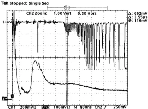 FIGURE 4. Top: Time-of-flight spectrum of Ta ions recorded with the electrostatic analyzer