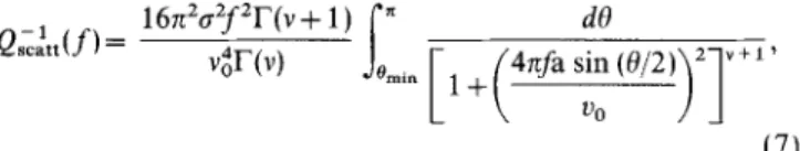 Figure 5.  Theoretical (solid  line) and  observed  traveltime  standard  deviations of  first  arrivals of  a  wavefield transmitted  through  upper-crustal  seismic heterogeneity ( a =  100 m, v=O.l5,o=300  m s-',  u,=6300  m s - l ) 