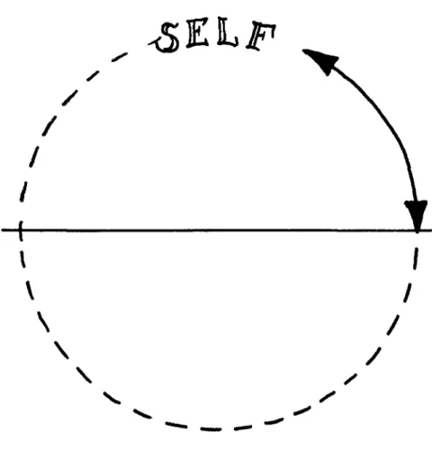 Figure 3: Lasch's notion of the hermeneutical circle. The traditional model, no longer a circle, functions instead as a mirror surface reflecting only a narcissistic self.