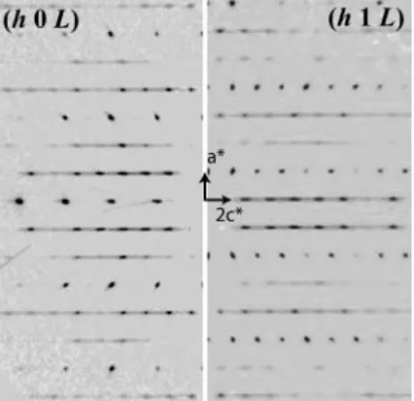 Fig. 1. Layers of reciprocal space for the disordered hexagonal form of 1 reconstructed from image plate data