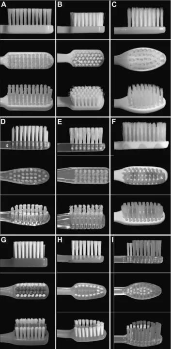Figure 1       Illustration  of  the  nine  toothbrushes  tested.    