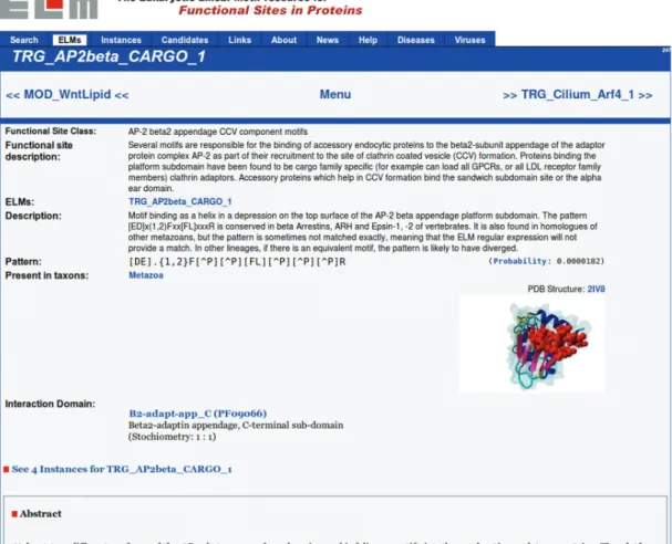 Figure 3. ELM detail page showing information about the ELM class TRG_AP2beta_CARGO_1.