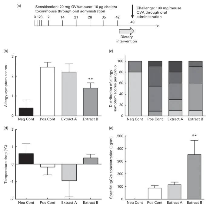 Fig. 1. Ability of two different polyphenol-enriched apple extracts to affect allergy symptoms in sensitised mice