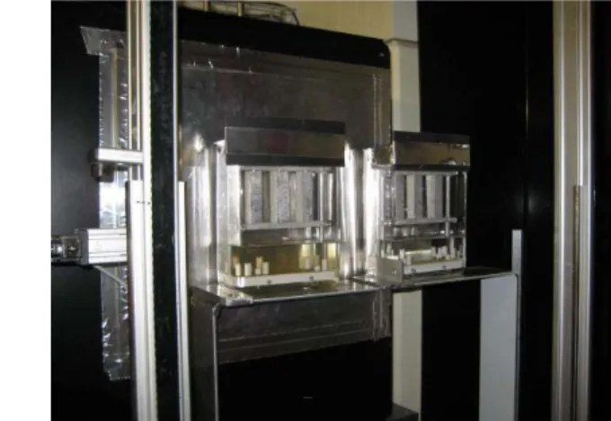 Figure 2 a and b:   Three samples prepared for neutron radiography.