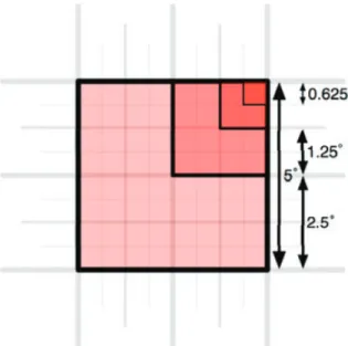 Figure 2. The grid is parametrized by four different pixel sizes, where small pixels are chosen to be a simple fraction of bigger ones.