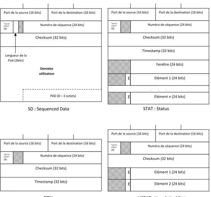 Figure III.3. Quatre types de paquets de base STP 