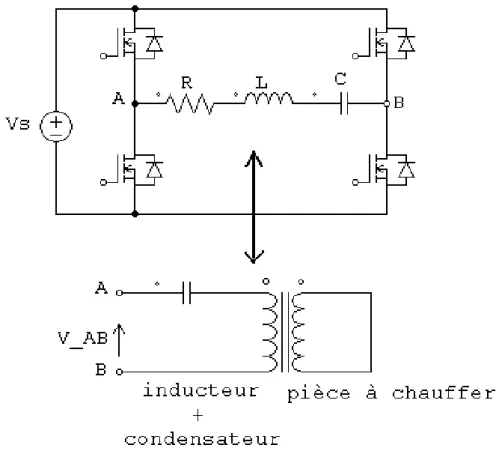 Fig. 3.2 – Sch´ema ´equivalent (inducteur + pi`ece + condensateur en s´erie)