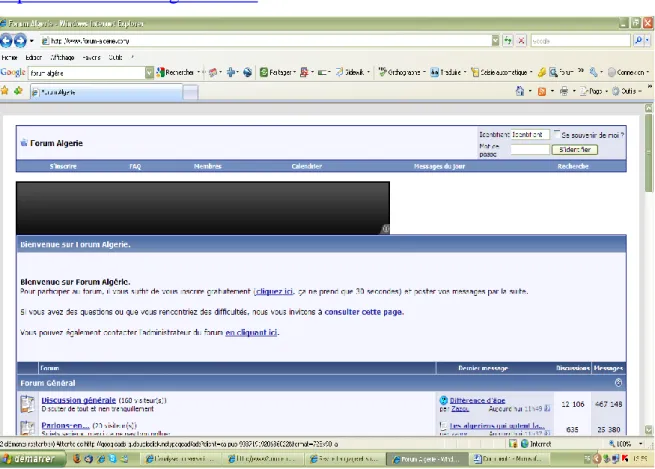 Figure 1 : la page d'accueil du forum-Algérie  L'interface d'un site a pour objectif de : 