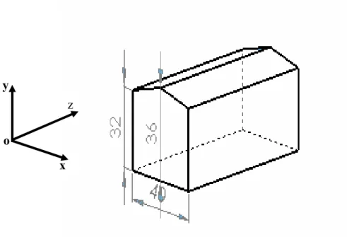 Fig. II.1: Schéma de la maquette de serre et de ses dimensions (cm). 