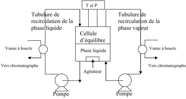 Figure 2.1 : Schéma d’un appareillage avec recirculation des phases vapeur et liquide