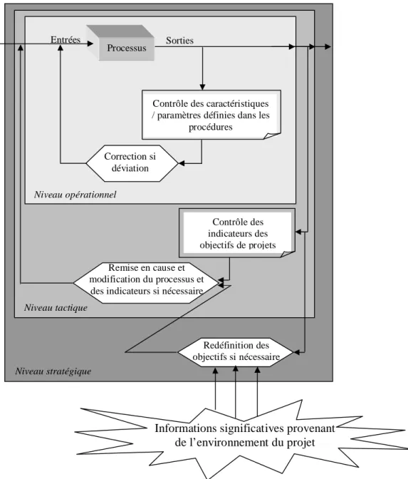Figure I.15 - Les trois niveaux d’actions en management de projets. 