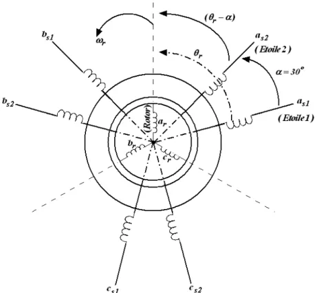Fig. 2.1 – Repr´ esentation sch´ ematique des enroulements de la MASDE