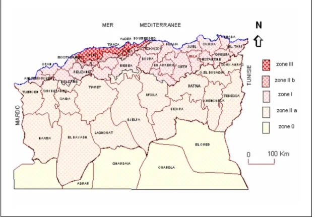 Figure I-9 : Carte de séismicité de l’Algérie (2000)
