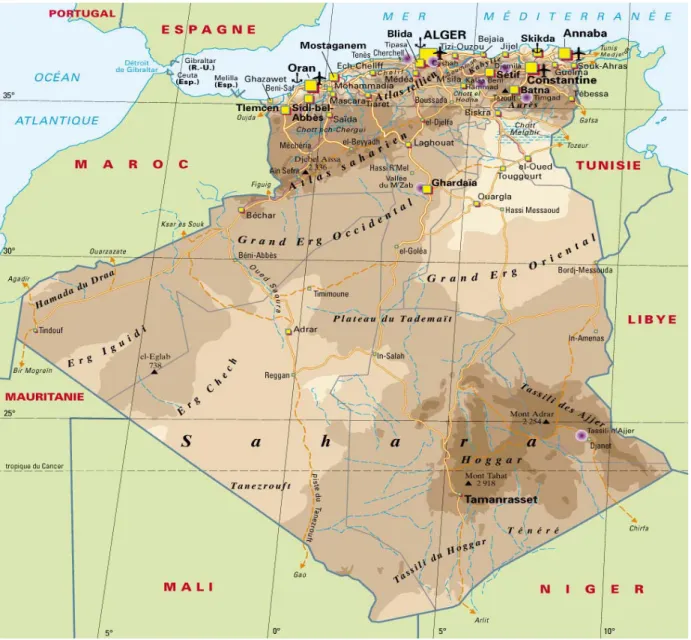 Figure 4: Carte d'Algérie (sgo12.free.fr). 