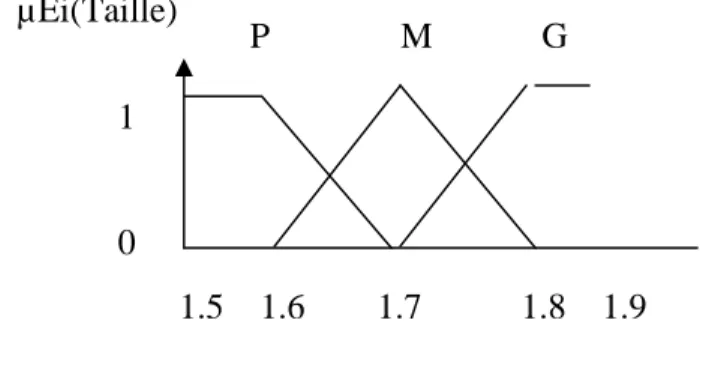 Fig. IV.6 Fonction d’appartenance de la variable                 Linguistique taille 