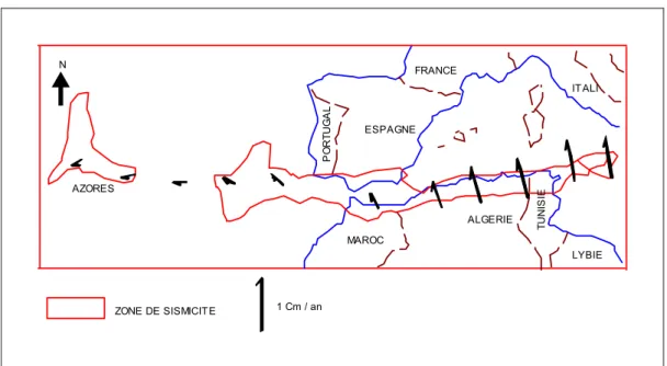 Figure 01 : La limite des Plaques Africaine et Eurasienne.  