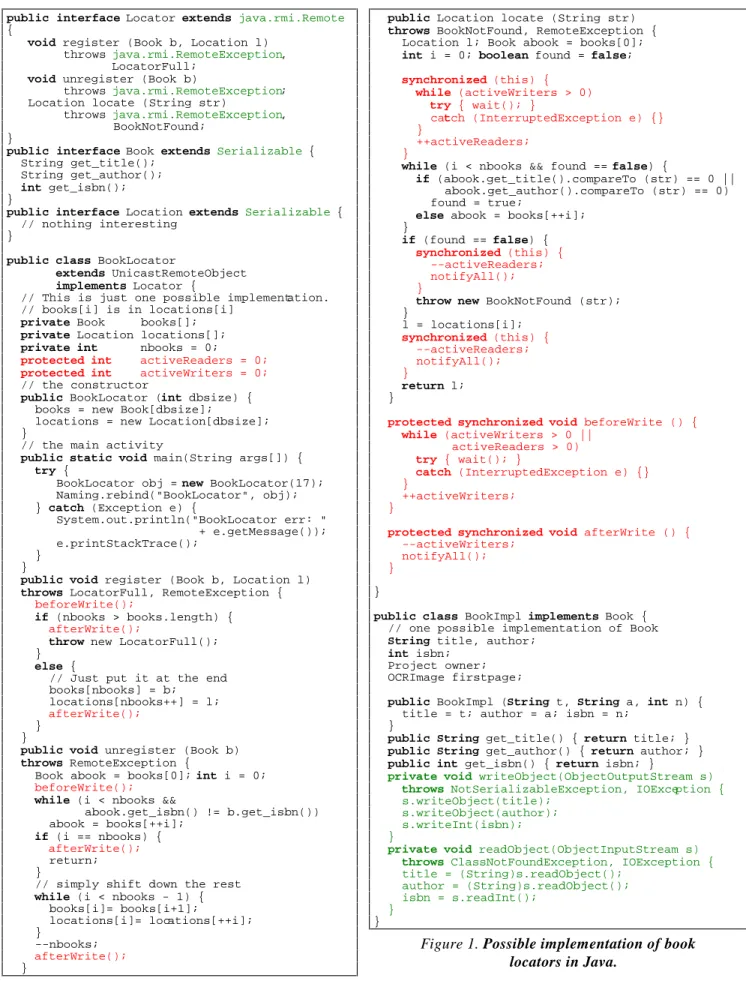 Figure 1. Possible implementation of book locators in Java.