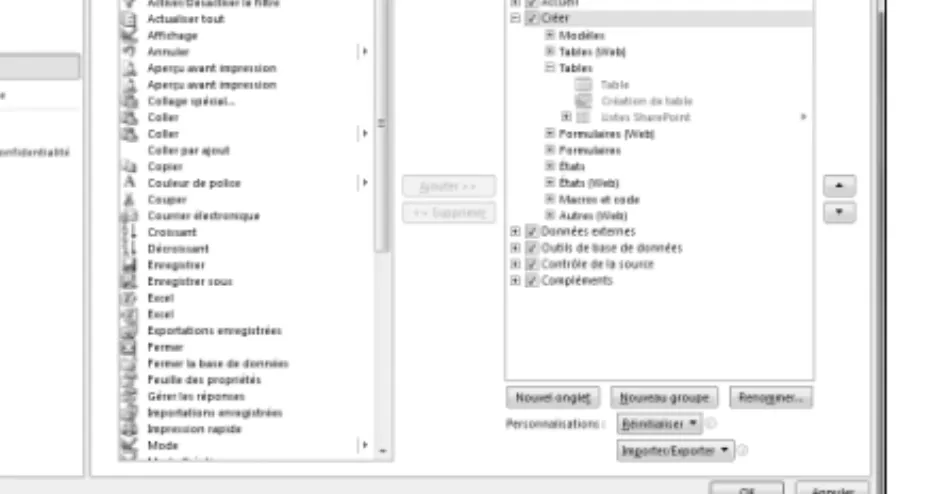Figure 1.31 : La personnalisation du Ruban depuis la boîte de dialogue Options Access