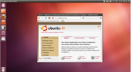 Figure 1 - Interface Unity http://doc.ubuntu-fr.org/unity  On y distingue 4 sous-ensembles :  