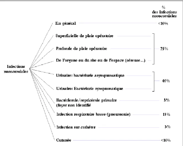 Figure N°01 : répartition d’infection nosocomiale selon les types d’infection. [3]  