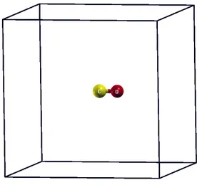 Figure 4.1 – Cellule ´el´ementaire utilis´ee pour simuler la mol´ecule CO.