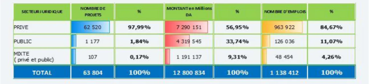 Tableau N° 02 : répartition des projets selon la situation juridique entre 2000-2016 