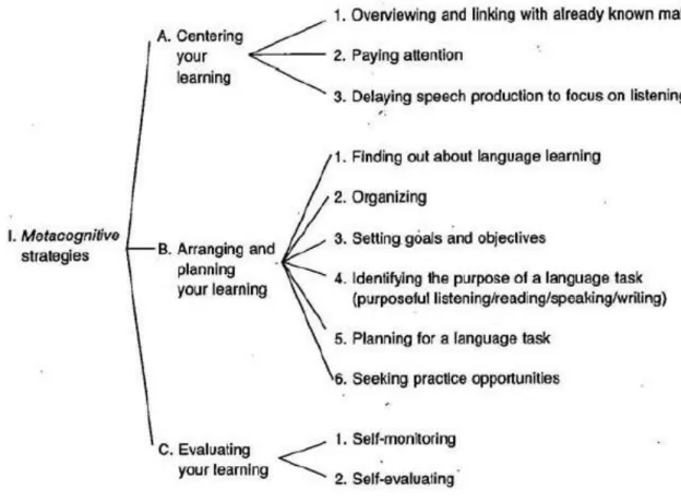 Figure 2.4. Classification of Meta-Cognitive Strategies   (Adapted from Oxford, 1990, p