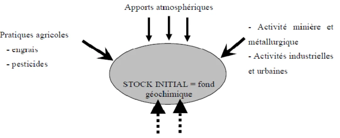 Figure 2: Origine des métaux lourds (Robert et Juste, 1999). 