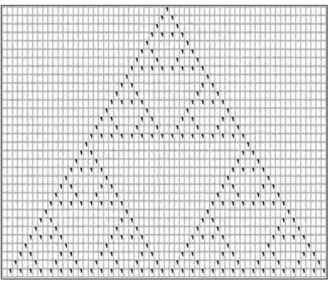 Fig. 2.1 : Sortie d'automates cellulaires selon la règle: 01011010 