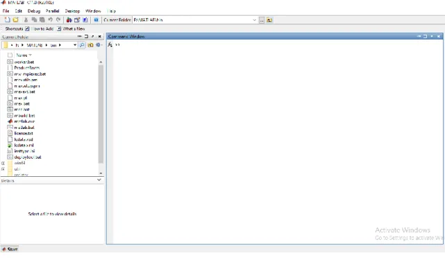 Figure 3.3 : Interface principale du Matlab  Fonctionnalité du Matlab  