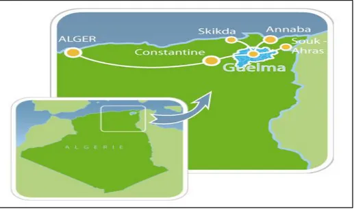 Figure 09 : La localisation géographique de la wilaya de Guelma. 