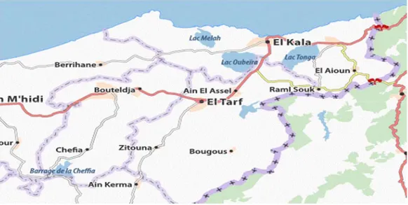 Figure 2.1 : Carte de la situation géographique de la région d'El Taref. [13] 