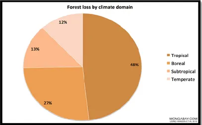 Figure 7 : Les pertes de forêts par domaine climatique (12)  Destruction des forêts tempérées:  