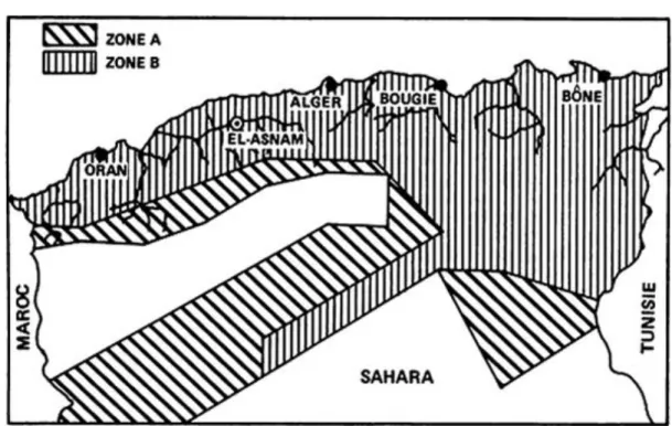 Figure 1.2 : Zones sismiques en Algérie en 1954