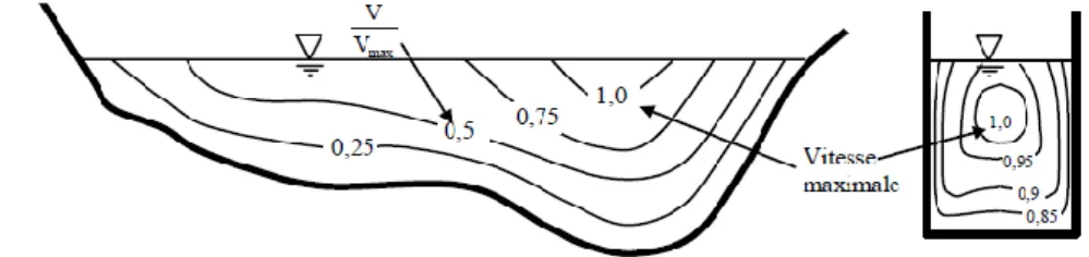 Figure 1.12 : répartition des iso-vitesses dans le cas d’un régime turbulent. 