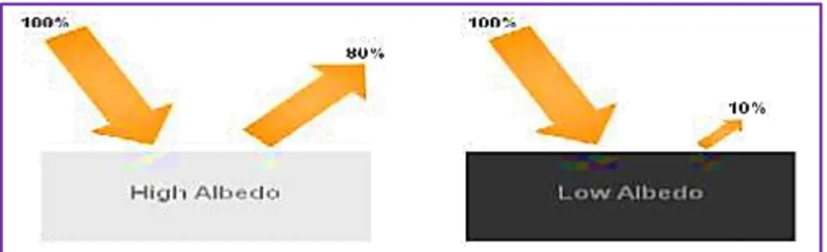 Figure 24 : les surfaces claires ont des albédos plus hauts que les surfaces  foncées